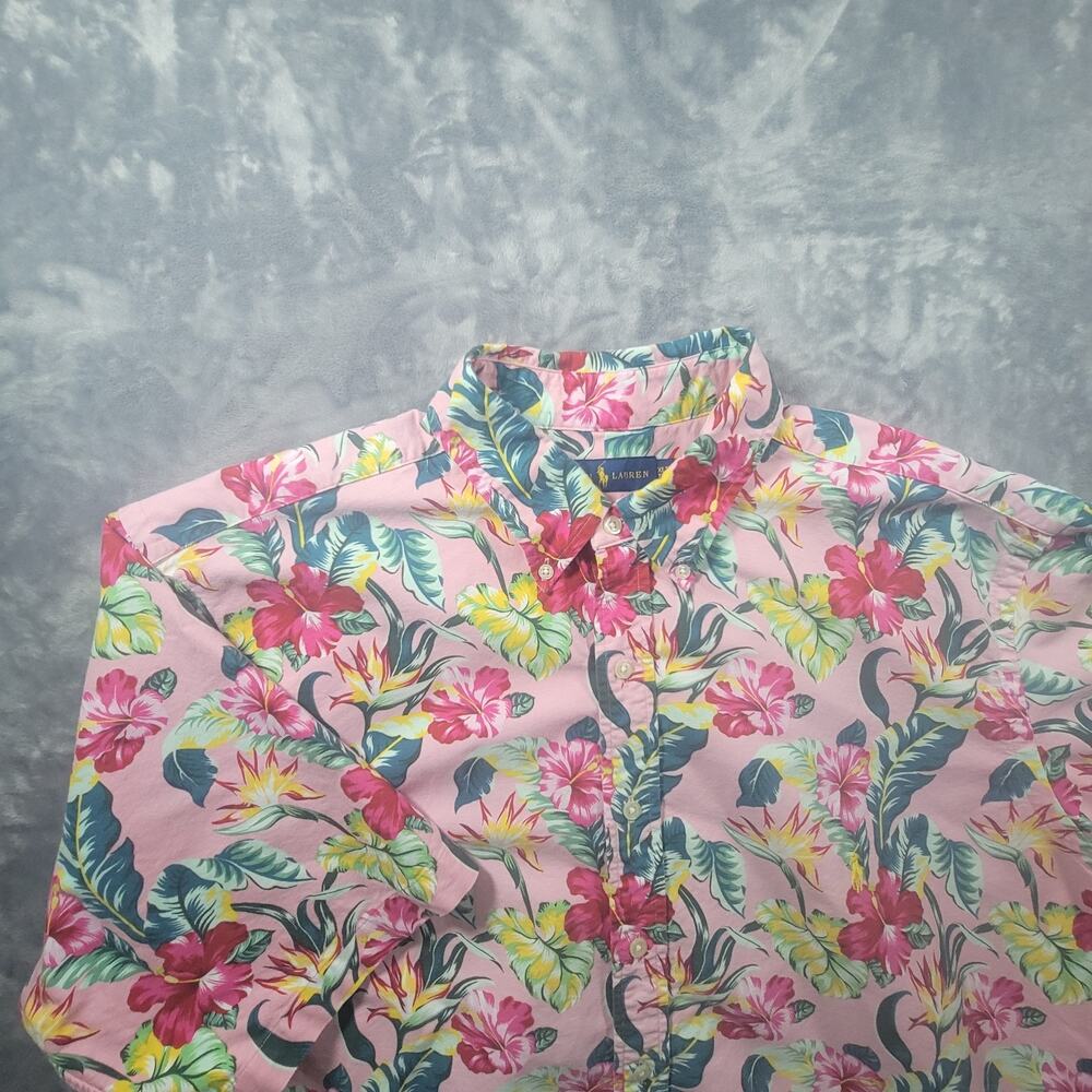 Ralph Lauren Mens XLT Short Sleeve Button Down Floral Tropical Shirt